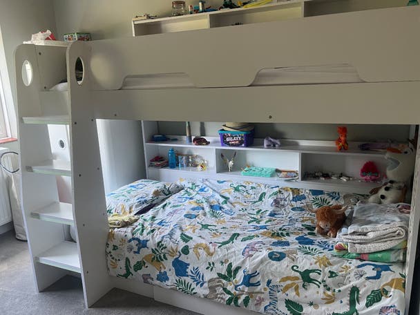 Happy Beds orion white wooden storage bunk bed